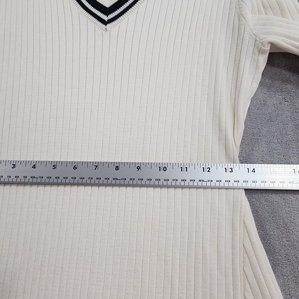 NEW Lucky Brand Dress Womens L White Black Stripe V-Neck Sweater Midi A-Line - Picture 12 of 14